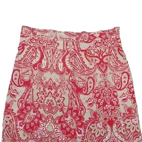 Liz Claiborne Women's Ivory & Red Rayon Floral Print Relaxed Fit Skirt NEW - Picture 7 of 13